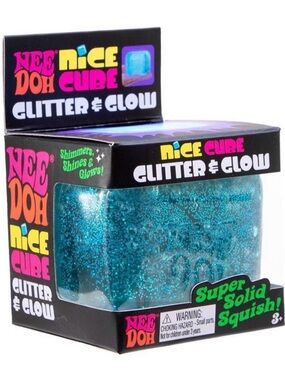NeeDoh Nice Cube Glitter & Glow Blue